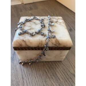 Premier Designs Silver Baby Blue Necklace & Bracelet Set Coastal Cowgirl Boho